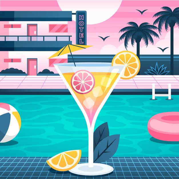 Gradient 80s summer illustration