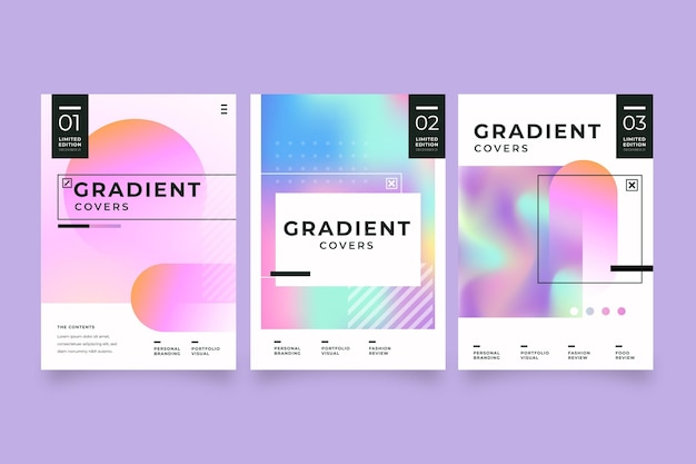 Free vector gradient abstract blurred covers collection