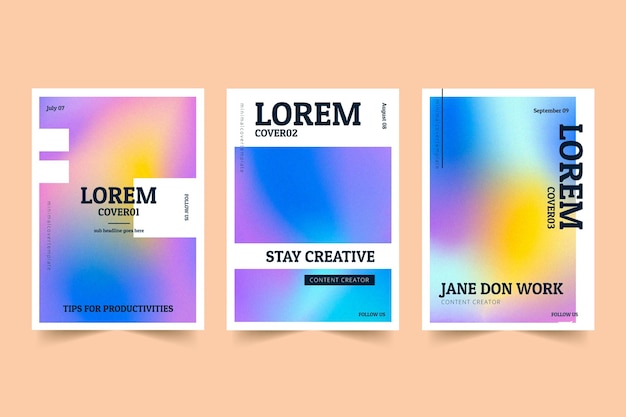 Gradient abstract blurred covers collection