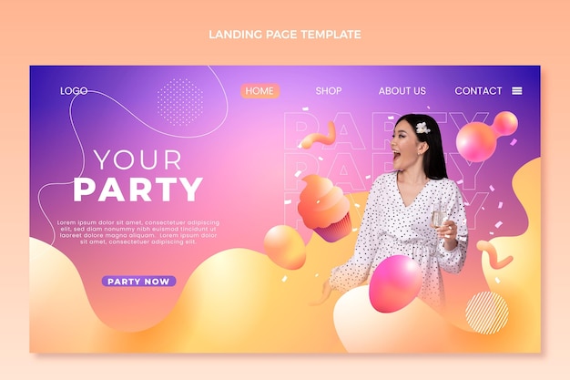 Free Vector gradient abstract fluid birthday landing page