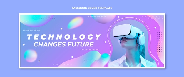 Free vector gradient abstract fluid technology facebook cover