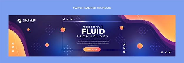 Free vector gradient abstract fluid technology twitch banner