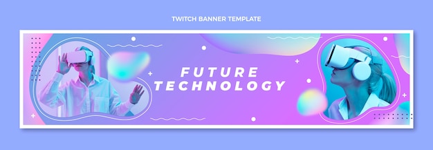 Free vector gradient abstract fluid technology twitch banner