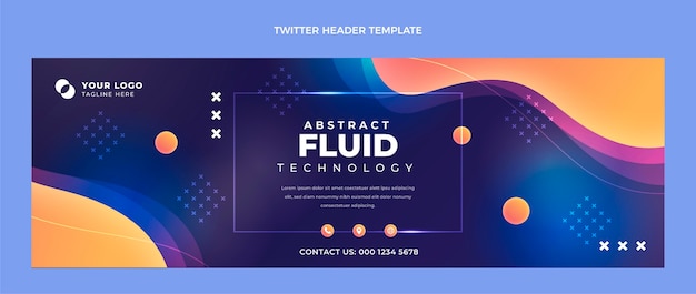 Free vector gradient abstract fluid technology twitter header