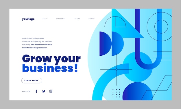 Gradient abstract landing page design