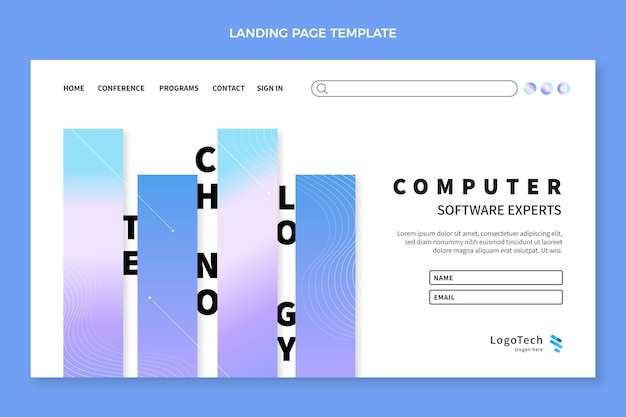 Gradient abstract technology landing page