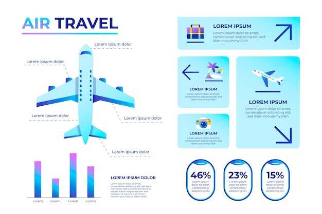 Free Vector gradient airline company infographic