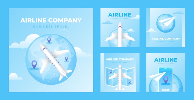 Free Vector gradient airline company instagram post template