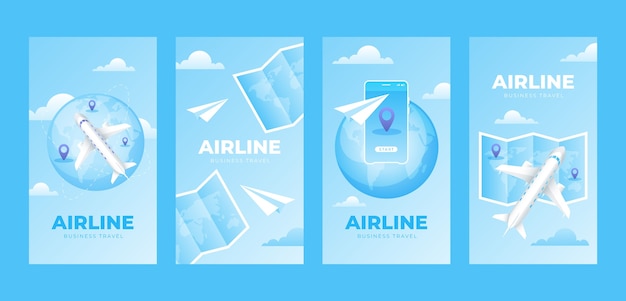 Free Vector gradient airline company instagram stories template