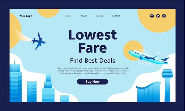 Free Vector gradient airline company landing page