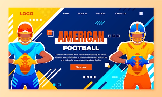 Free Vector gradient american football landing page