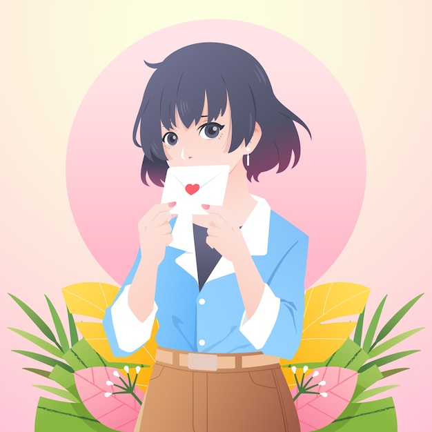Free vector gradient anime girl illustration