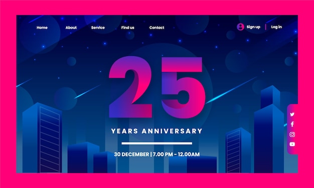 Free vector gradient anniversary  template design