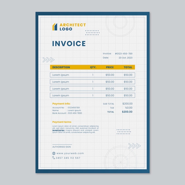 Free Vector gradient architect project invoice