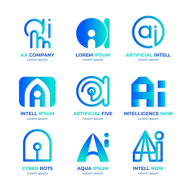 Free Vector gradient artificial intelligence logo collection