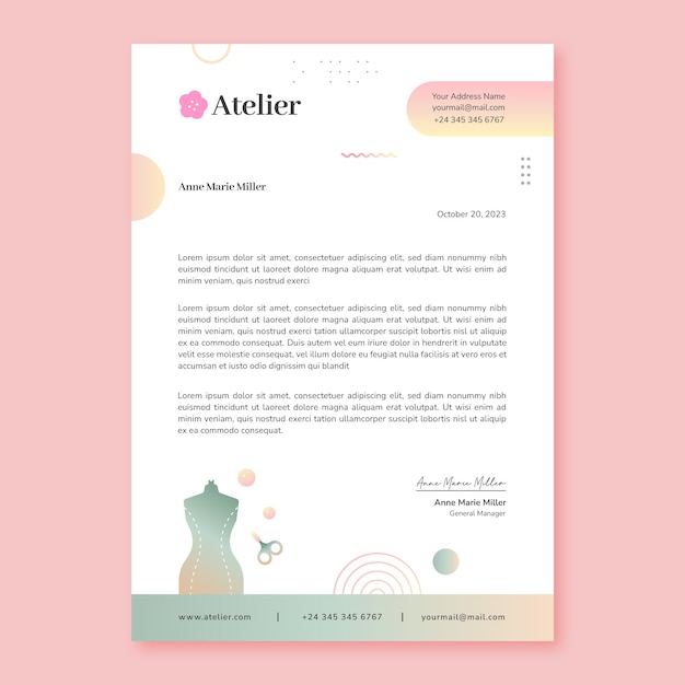 Gradient atelier service letterhead template