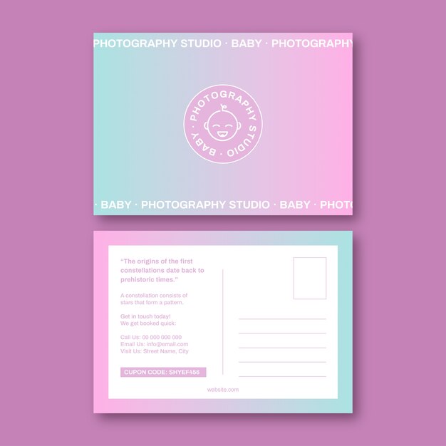 Gradient baby postcard template