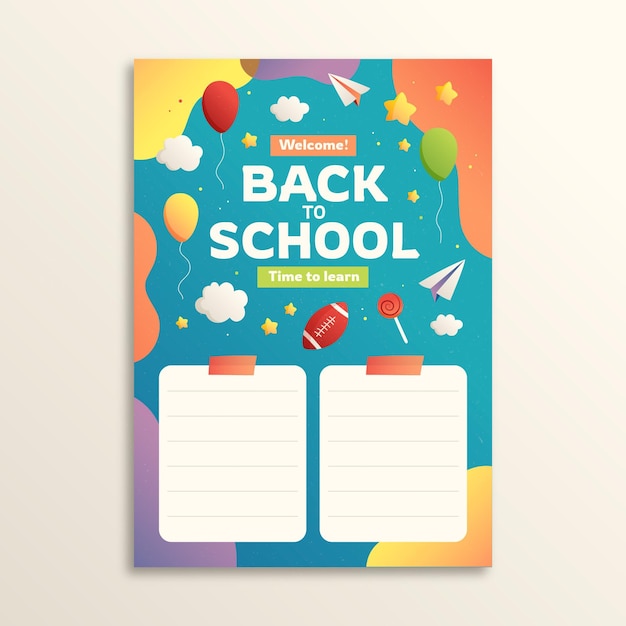 Gradient back to school card template