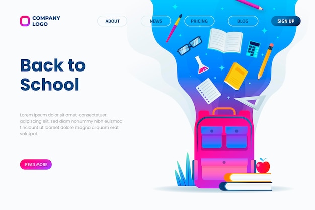 Gradient back to school landing page template