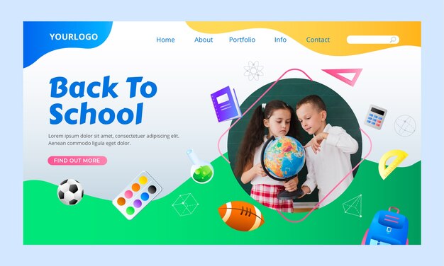 Gradient back to school landing page template