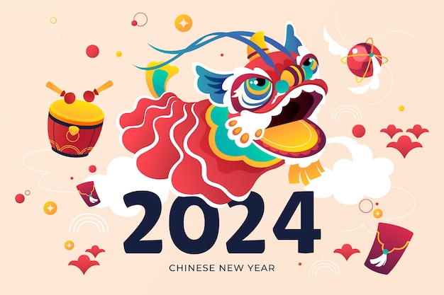 Free Vector gradient background for chinese new year festival