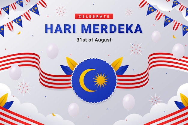 Free Vector gradient background for malaysia independence day celebration