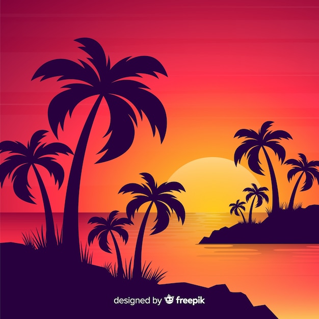 Gradient beach sunset landscape