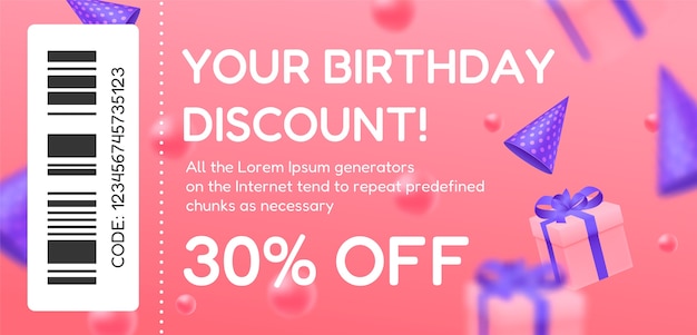 Free Vector gradient birthday sale coupon design