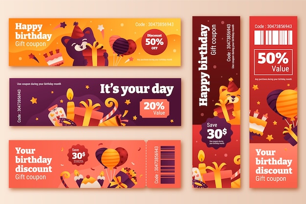 Free vector gradient birthday sale coupon