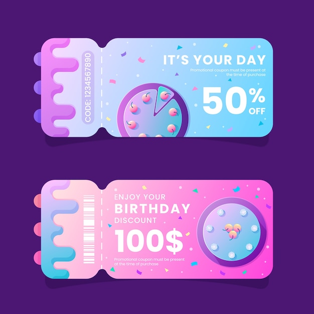 Free vector gradient birthday sale coupon