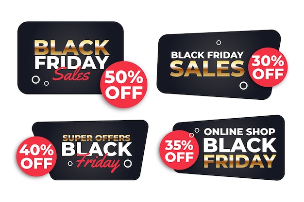 Gradient black friday labels collection