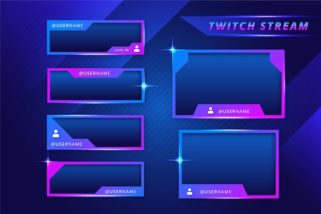 Gradient blue and violet twitch stream panels