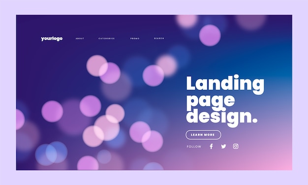 Free Vector gradient bokeh landing page design