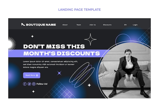 Gradient boutique landing page template