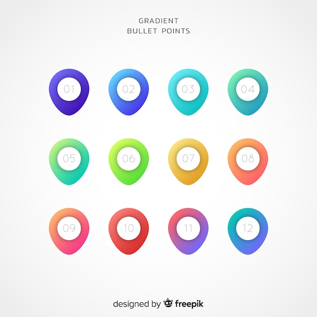 Free vector gradient bullet point collection