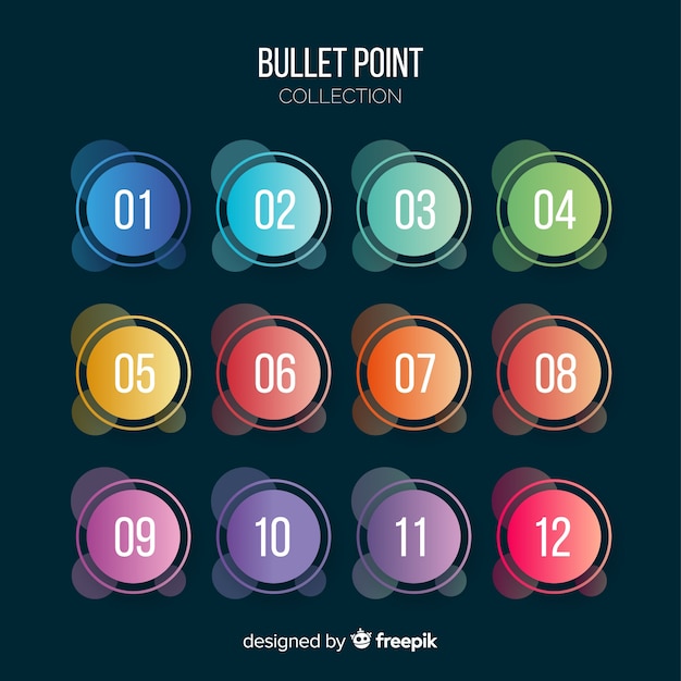 Free Vector gradient bullet point collection