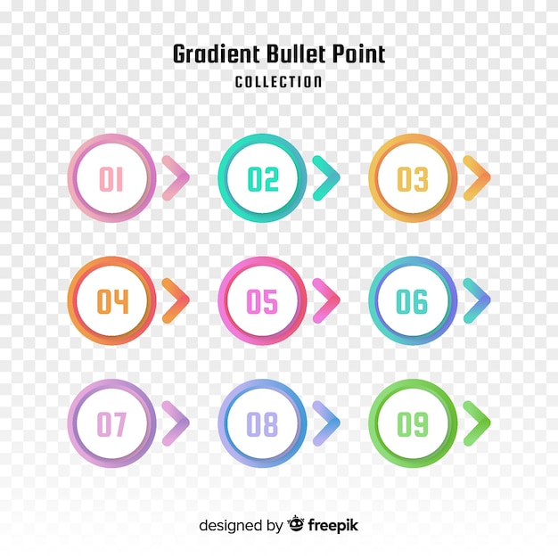 Free Vector gradient bullet point collection