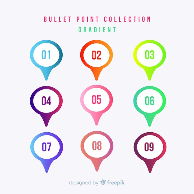 Gradient bullet point collection