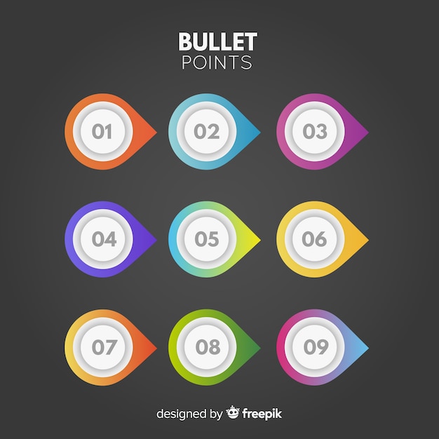 Free Vector gradient bullet point collection