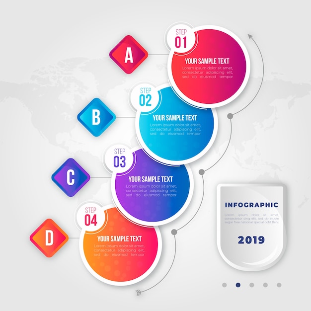 Gradient business infographic steps