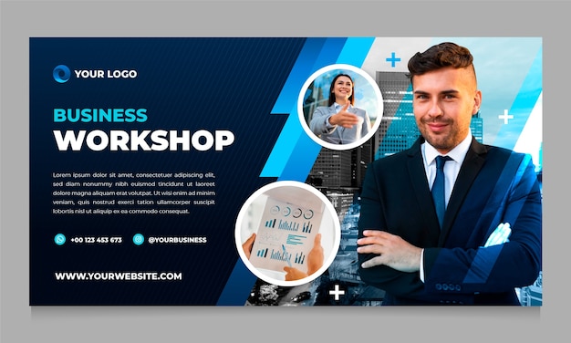 Gradient business workshop dynamic facebook template