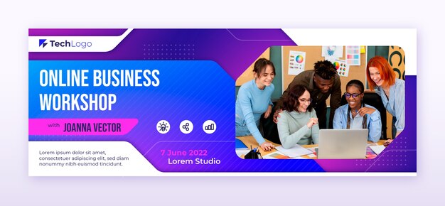 Gradient business workshop facebook cover template