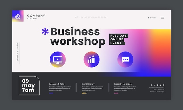 Gradient business workshop landing page