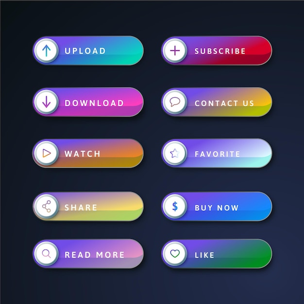 Free Vector gradient call to action button pack