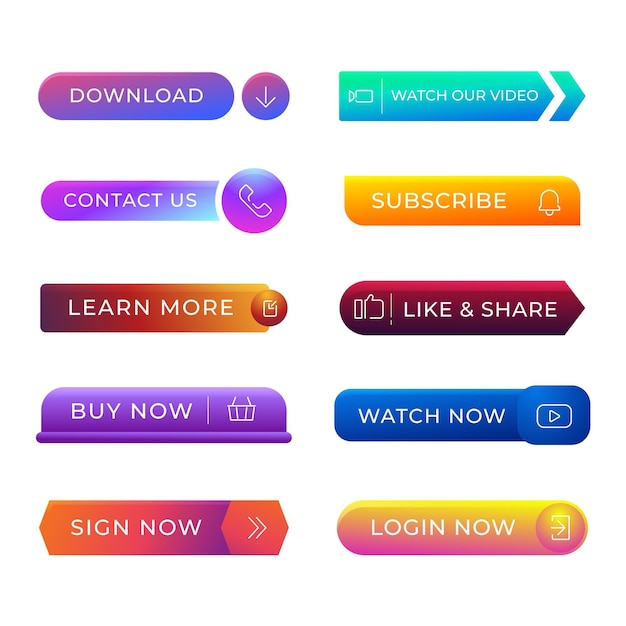 Free Vector gradient call to action buttons pack