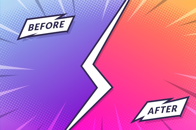 Free Vector gradient cartoon before and after background