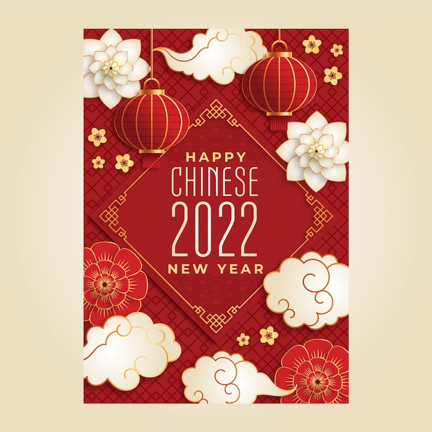 Free Vector gradient chinese new year vertical poster template