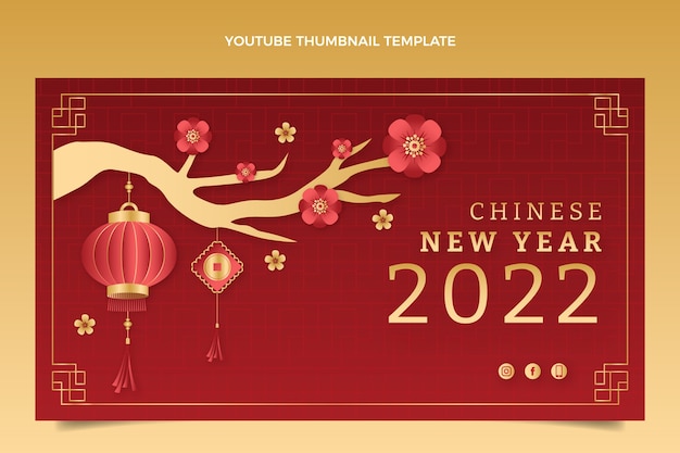 Free Vector gradient chinese new year youtube thumbnail