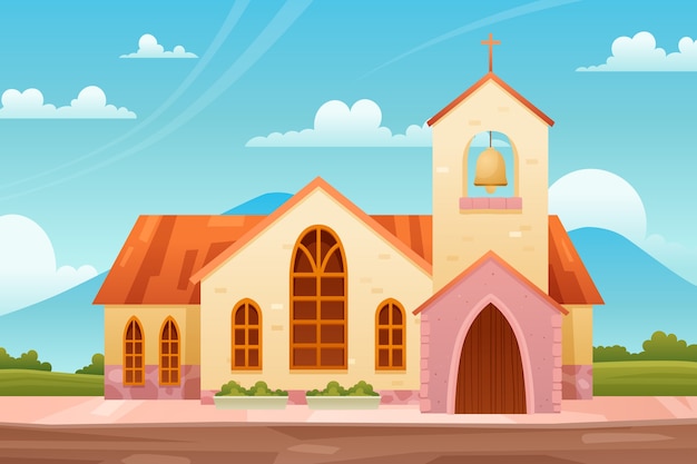 Free vector gradient church building illustration