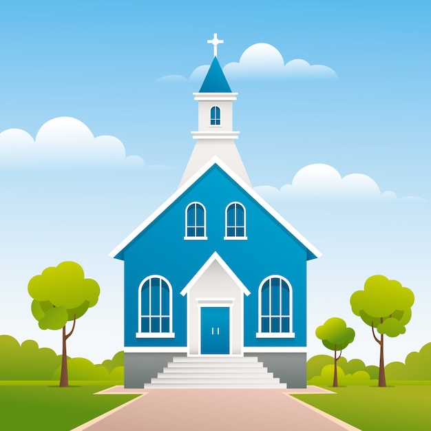 Free vector gradient church building illustration